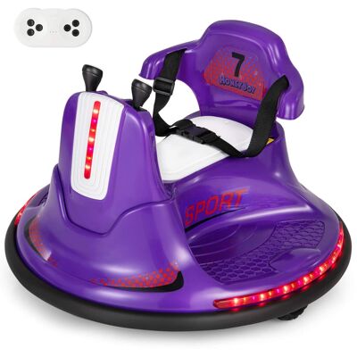 Costway - 12V Bumper Car for Kids Toddlers Electric Ride On Car Vehicle with 360° Spin - Purple Costway - 12V Bumper Car for Kids Toddlers Electric Ride On Car Vehicle with 360° Spin - Purple