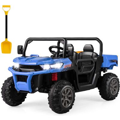 Costway - 12V 2 Seater Ride On UTV Dump Truck Remote w/ Electric Dump Bed & Shovel - Blue Costway - 12V 2 Seater Ride On UTV Dump Truck Remote w/ Electric Dump Bed & Shovel - Blue