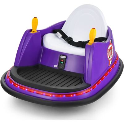 Costway - 12V Vehicle 360° Spin Race Toy Kids Ride On Bumper Car w/ Remote Control - Purple Costway - 12V Vehicle 360° Spin Race Toy Kids Ride On Bumper Car w/ Remote Control - Purple