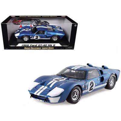 1966 Ford GT40 Mark II #2 Blue 12 Hours of Sebring 1/18 Diecast Car Model by Shelby Collectibles 1966 Ford GT40 Mark II #2 Blue 12 Hours of Sebring 1/18 Diecast Car Model by Shelby Collectibles