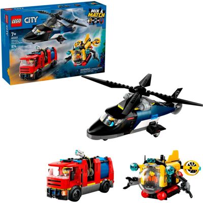 Lego - City Helicopter, Fire Truck & Submarine Remix Building Toy 60462 Lego - City Helicopter, Fire Truck & Submarine Remix Building Toy 60462
