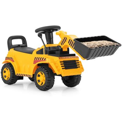Costway - Kids Ride on Bulldozer with Adjustable Bucket Engine Sound Excavator Digger Toy - Yellow Costway - Kids Ride on Bulldozer with Adjustable Bucket Engine Sound Excavator Digger Toy - Yellow