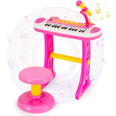 Costway - 31 Key Kids Piano Keyboard Toy Toddler Musical Instrument with Microphone - Pink Costway - 31 Key Kids Piano Keyboard Toy Toddler Musical Instrument with Microphone - Pink