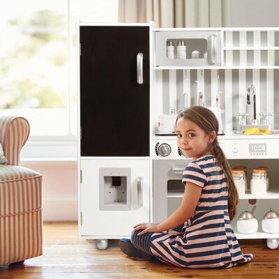 Costway - Wood Kitchen Toy Kids Cooking Pretend Play Setw/ Utensils,Sounds & Wordpad - White Costway - Wood Kitchen Toy Kids Cooking Pretend Play Setw/ Utensils,Sounds & Wordpad - White