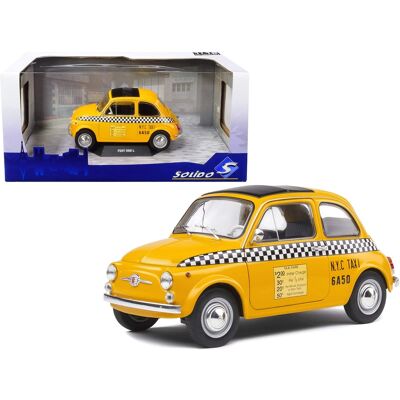 1965 Fiat 500 L Yellow "NYC Taxi" New York City 1/18 Diecast Model Car by Solido 1965 Fiat 500 L Yellow "NYC Taxi" New York City 1/18 Diecast Model Car by Solido