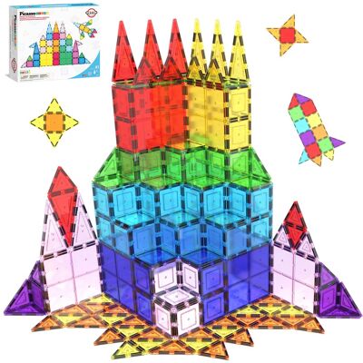 PicassoTiles - PICASSO-TILES Magnetic Tiles For Kids 61PCS Construction STEM Building Blocks Educational Toy PicassoTiles - PICASSO-TILES Magnetic Tiles For Kids 61PCS Construction STEM Building Blocks Educational Toy