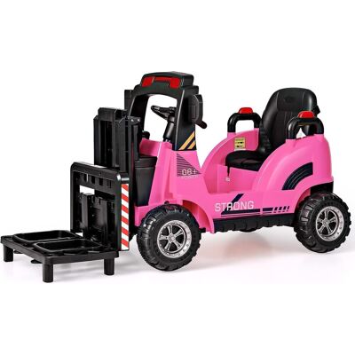 Costway - Ride on Forklift 12V Kids Electric Vehicle Construction Truck with Remote Control 2 Speeds Music USB MP3 Lights - Pink Costway - Ride on Forklift 12V Kids Electric Vehicle Construction Truck with Remote Control 2 Speeds Music USB MP3 Lights - Pink