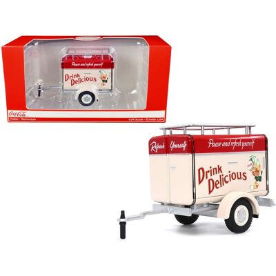 Motorcity Classics - Travel Trailer Cream w/Red "Pause & Refresh Yourself Drink Delicious Coca-Cola" 1/24 Model Car by Motor City Classics Motorcity Classics - Travel Trailer Cream w/Red "Pause & Refresh Yourself Drink Delicious Coca-Cola" 1/24 Model Car by Motor City Classics