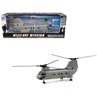 Boeing CH-46 Sea Knight Helicopter Olive Drab "United States Marines" "Military Mission" Series 1/55 Model by New Ray Boeing CH-46 Sea Knight Helicopter Olive Drab "United States Marines" "Military Mission" Series 1/55 Model by New Ray