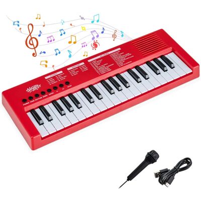 Costway - Kids Piano Keyboard with 8 Rhythms 8 Tones 22 Demos for 3+ Years Old Boys & Girls - Red Costway - Kids Piano Keyboard with 8 Rhythms 8 Tones 22 Demos for 3+ Years Old Boys & Girls - Red