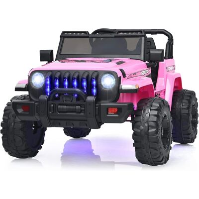 Costway - Kids Ride on Truck 12V Battery Powered Ride on Car 2-Seat with 2.4G Parental Remote Control - Pink Costway - Kids Ride on Truck 12V Battery Powered Ride on Car 2-Seat with 2.4G Parental Remote Control - Pink