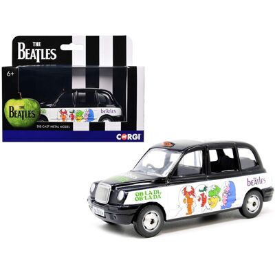 The Beatles London Taxi RHD (Right Hand Drive) "Ob-La-Di, Ob-La-Da" Black and White with Graphics Diecast Model by Corgi The Beatles London Taxi RHD (Right Hand Drive) "Ob-La-Di, Ob-La-Da" Black and White with Graphics Diecast Model by Corgi