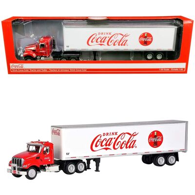 Truck Tractor with 53' Trailer "Drink Coca-Cola" Red and White 1/50 Diecast Model by Motorcity Classics Truck Tractor with 53' Trailer "Drink Coca-Cola" Red and White 1/50 Diecast Model by Motorcity Classics