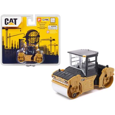 CAT Caterpillar CB-13 Tandem Vibratory Roller with Cab Yellow and Black 1/64 Diecast Model by Diecast Masters CAT Caterpillar CB-13 Tandem Vibratory Roller with Cab Yellow and Black 1/64 Diecast Model by Diecast Masters
