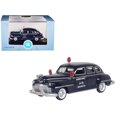 1946 DeSoto Suburban Ambulance Dark Blue "Junction City Ambulance" 1/87 (HO) Scale Diecast Model Car by Oxford Diecast 1946 DeSoto Suburban Ambulance Dark Blue "Junction City Ambulance" 1/87 (HO) Scale Diecast Model Car by Oxford Diecast