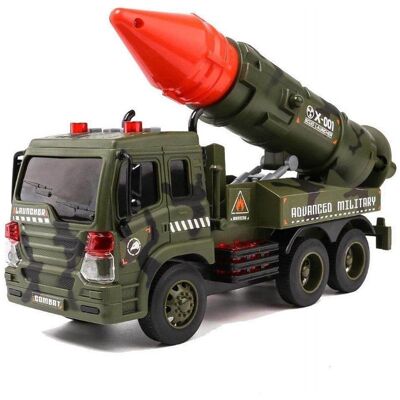 JuzToys - Military Launcher Truck Friction, Powered Fighter with Lights Sounds, Pull Back Push and Go Pretend Play Toy Car - Green JuzToys - Military Launcher Truck Friction, Powered Fighter with Lights Sounds, Pull Back Push and Go Pretend Play Toy Car - Green