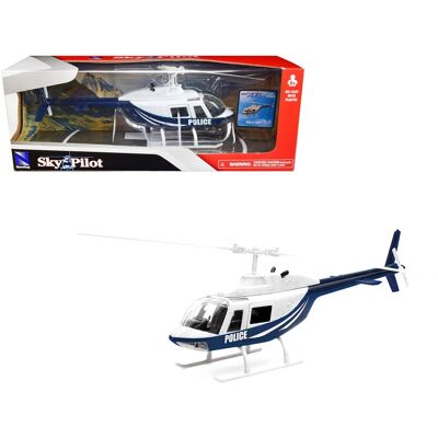 Bell 206 Helicopter Dark Blue and White "Police" "Sky Pilot" Series 1/34 Diecast Model by New Ray Bell 206 Helicopter Dark Blue and White "Police" "Sky Pilot" Series 1/34 Diecast Model by New Ray