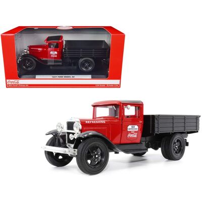 Motorcity Classics - 1931 Ford Model AA Pickup Truck Red and Black "Go Refreshed - Drink Coca-Cola" 1/24 Model Car by Motor City Classics Motorcity Classics - 1931 Ford Model AA Pickup Truck Red and Black "Go Refreshed - Drink Coca-Cola" 1/24 Model Car by Motor City Classics