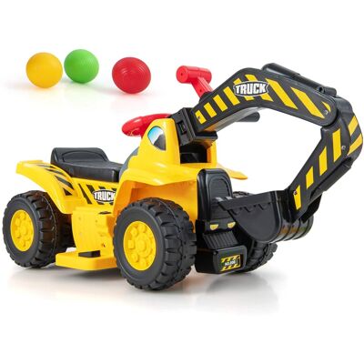 Costway - 6V Electric Kids Ride On Excavator Pretend Play Toy Tractor w/ Basketball Hoop For Kids Aged Over 3 Years - Yellow,Black Costway - 6V Electric Kids Ride On Excavator Pretend Play Toy Tractor w/ Basketball Hoop For Kids Aged Over 3 Years - Yellow,Black