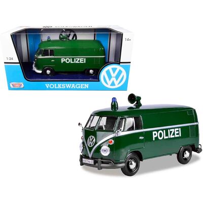 Volkswagen Type 2 (T1) Police Van "Polizei" Dark Green 1/24 Diecast Model Car by Motormax Volkswagen Type 2 (T1) Police Van "Polizei" Dark Green 1/24 Diecast Model Car by Motormax