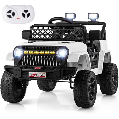 Costway - 12V Kids Ride on Truck Car Battery Powered Toddler Electric Vehicle w/ 3 Speeds - White Costway - 12V Kids Ride on Truck Car Battery Powered Toddler Electric Vehicle w/ 3 Speeds - White