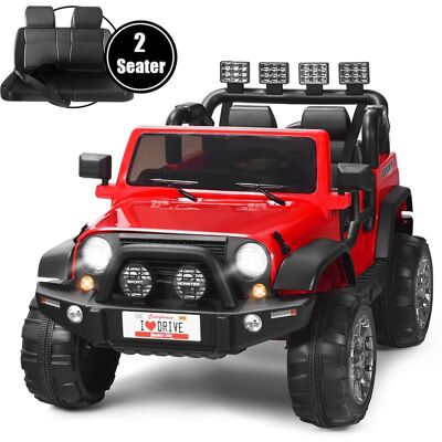 Costway - 12V Kids Ride On Car 2 Seater Truck RC Electric Vehicles w/ Storage Room - Red Costway - 12V Kids Ride On Car 2 Seater Truck RC Electric Vehicles w/ Storage Room - Red