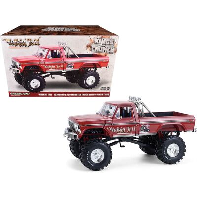 1979 Ford F-250 Monster Truck with 48-Inch Tires "Walkin' Tall" Red "Kings of Crunch" 1/18 Model Car by Greenlight 1979 Ford F-250 Monster Truck with 48-Inch Tires "Walkin' Tall" Red "Kings of Crunch" 1/18 Model Car by Greenlight
