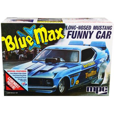 Skill 2 Model Kit "Blue Max" Long Nose Mustang Funny Car 1/25 Scale Model Car by MPC Skill 2 Model Kit "Blue Max" Long Nose Mustang Funny Car 1/25 Scale Model Car by MPC