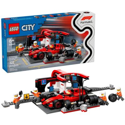 Lego - City F1 Pit Stop & Pit Crew with Ferrari Car, Model Race Car Toy, 60443 Lego - City F1 Pit Stop & Pit Crew with Ferrari Car, Model Race Car Toy, 60443