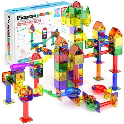 PicassoTiles - PICASSO-TILES Marble Run Magnetic Tiles for Kids, 71PCS, Magnet Tiles Race Track Building Blocks STEM Toy PicassoTiles - PICASSO-TILES Marble Run Magnetic Tiles for Kids, 71PCS, Magnet Tiles Race Track Building Blocks STEM Toy