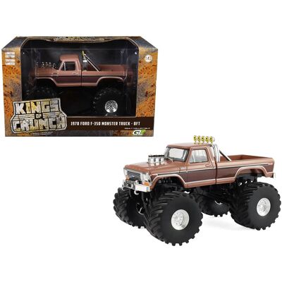 1978 Ford F-350 Monster Truck with 66-Inch Tires "BFT" Brown Two-Tone "Kings of Crunch" 1/43 Model Car by Greenlight 1978 Ford F-350 Monster Truck with 66-Inch Tires "BFT" Brown Two-Tone "Kings of Crunch" 1/43 Model Car by Greenlight