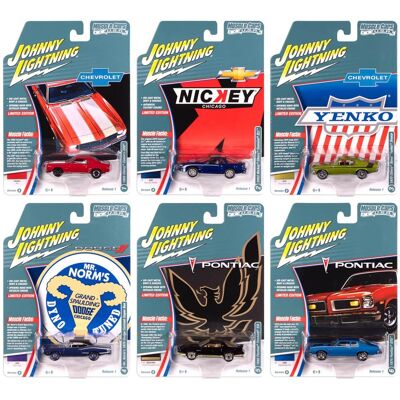 "Muscle Cars USA" 2025 Release 1 Set B of 6 pieces 1/64 Diecast Model Cars by Johnny Lightning "Muscle Cars USA" 2025 Release 1 Set B of 6 pieces 1/64 Diecast Model Cars by Johnny Lightning