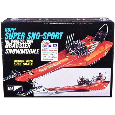 Skill 2 Model Kit Rupp Super Sno-Sport Snowmobile Dragster (The World's First) 1/20 Scale Plastic Model by MPC Skill 2 Model Kit Rupp Super Sno-Sport Snowmobile Dragster (The World's First) 1/20 Scale Plastic Model by MPC
