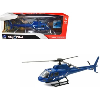 Eurocopter AS350 Helicopter Blue Metallic "Police" "Sky Pilot" Series 1/43 Diecast Model by New Ray Eurocopter AS350 Helicopter Blue Metallic "Police" "Sky Pilot" Series 1/43 Diecast Model by New Ray