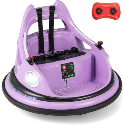 Costway - 12V Kids Electric Ride On Bumper Car Battery Powered Bumper Car with Remote Control - Purple Costway - 12V Kids Electric Ride On Bumper Car Battery Powered Bumper Car with Remote Control - Purple