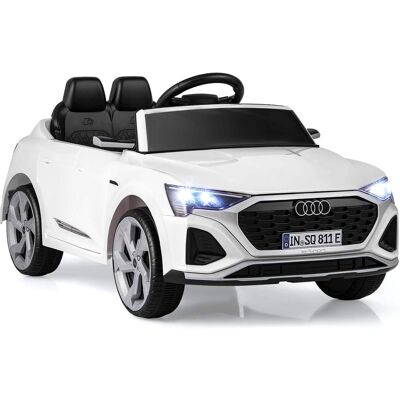 Costway - 12V Kids Ride On Car w/Remote Control 4 Wheels Suspension 3 Speeds LED Headlight - White Costway - 12V Kids Ride On Car w/Remote Control 4 Wheels Suspension 3 Speeds LED Headlight - White