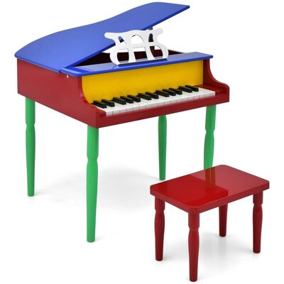 Costway - 30-Key Classic Baby Grand Piano Toddler Toy Wood with Bench & Music Rack Colorful - Multicolored Costway - 30-Key Classic Baby Grand Piano Toddler Toy Wood with Bench & Music Rack Colorful - Multicolored