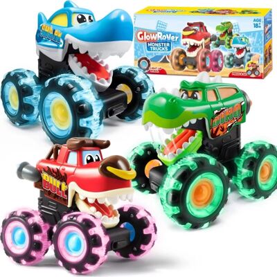 Joyfy - 3 Pack Monster Truck Toy - Hot Wheels Monster Trucks Press & Go Cars with Motion Activated Light-Up Cars, Gifts for Baby Joyfy - 3 Pack Monster Truck Toy - Hot Wheels Monster Trucks Press & Go Cars with Motion Activated Light-Up Cars, Gifts for Baby