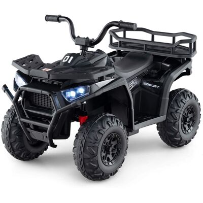 Costway - 24V Kids Ride on Electric ATV Car Toy with Spring Suspension & LED Lights USB - Black Costway - 24V Kids Ride on Electric ATV Car Toy with Spring Suspension & LED Lights USB - Black