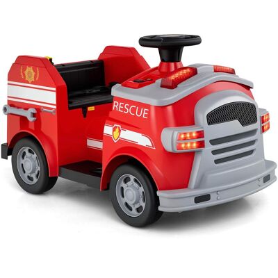 Costway - 12V Kids Ride on Fire Truck Toddler Fire Toy Car with Shovel & Wrench - Red Costway - 12V Kids Ride on Fire Truck Toddler Fire Toy Car with Shovel & Wrench - Red