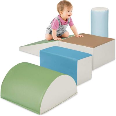 Best Choice Products - Soft Foam Climbing Blocks for Toddlers, 5-Piece Play Set, Easy-Clean Vinyl - Earth Tone - 5-Piece - Earth Tone Best Choice Products - Soft Foam Climbing Blocks for Toddlers, 5-Piece Play Set, Easy-Clean Vinyl - Earth Tone - 5-Piece - Earth Tone