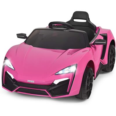Costway - 12V Kids Ride On Car 2.4G RC Electric Vehicle w/ Lights MP3 Openable Doors - Pink Costway - 12V Kids Ride On Car 2.4G RC Electric Vehicle w/ Lights MP3 Openable Doors - Pink