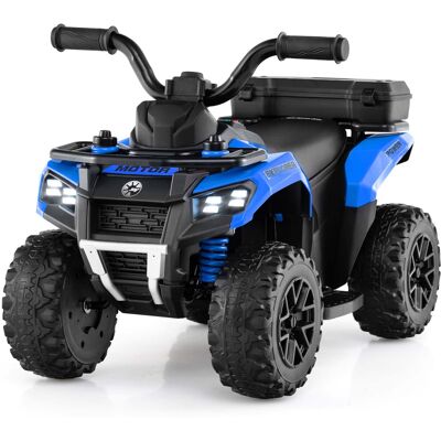 Costway - 6V Toddler Ride On Electric Car ATV with Lights & Music & USB Port Storage Box Toy Car - Blue Costway - 6V Toddler Ride On Electric Car ATV with Lights & Music & USB Port Storage Box Toy Car - Blue