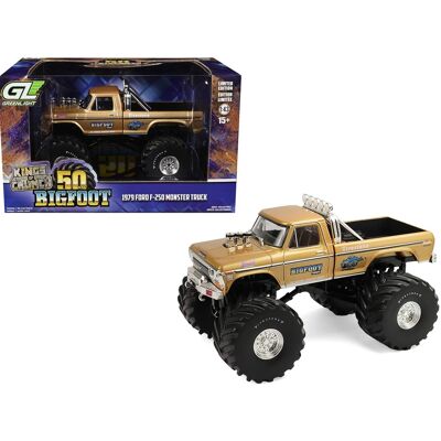 1979 Ford F-250 Monster Truck "Bigfoot #1 50th Anniversary" Gold Metallic "Kings of Crunch" 1/43 Model Car by Greenlight 1979 Ford F-250 Monster Truck "Bigfoot #1 50th Anniversary" Gold Metallic "Kings of Crunch" 1/43 Model Car by Greenlight