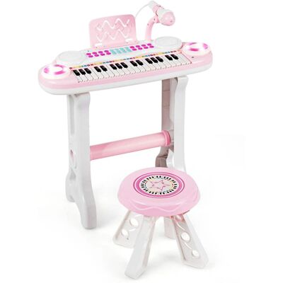Costway - 37-Key Kids Piano Keyboard Playset Electronic Organ Light - Pink Costway - 37-Key Kids Piano Keyboard Playset Electronic Organ Light - Pink