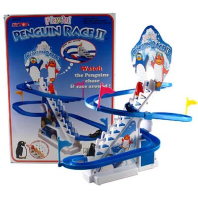 JuzToys - Penguin Track Set – Musical Playset Toy with Lights, Penguin Climbing and Sliding Race Tracks for Toddlers – - Blue JuzToys - Penguin Track Set – Musical Playset Toy with Lights, Penguin Climbing and Sliding Race Tracks for Toddlers – - Blue