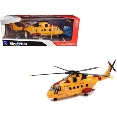 AgustaWestland AW101 (EH101) Helicopter Yellow "Canada Forces Search & Rescue" "Sky Pilot" Series 1/55 Model by New Ray AgustaWestland AW101 (EH101) Helicopter Yellow "Canada Forces Search & Rescue" "Sky Pilot" Series 1/55 Model by New Ray