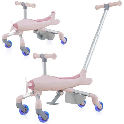 Costway - 2-in-1 Kids Ride-on Push Car with LED Lighted Wheels Removable & Adjustable Handle - Pink Costway - 2-in-1 Kids Ride-on Push Car with LED Lighted Wheels Removable & Adjustable Handle - Pink