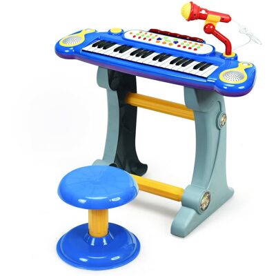 Gymax - 37 Key Electronic Keyboard Kids Toy Piano MP3 Input w/ Microphone & Stool - Blue Gymax - 37 Key Electronic Keyboard Kids Toy Piano MP3 Input w/ Microphone & Stool - Blue