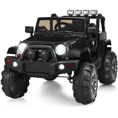 Costway - 12V Battery Powered Electric Ride On Car with 2.4 GHZ Bluetooth Remote Control,3 Speeds, LED Lights - Black Costway - 12V Battery Powered Electric Ride On Car with 2.4 GHZ Bluetooth Remote Control,3 Speeds, LED Lights - Black